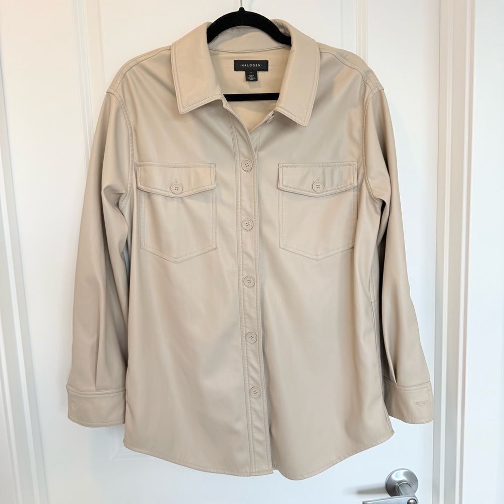 HALOGEN | faux leather shacket